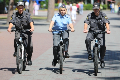L'adoption des vélos par la police ne se limitera pas au sud-ouest de la capitale mais sera appliqué dans toute la ville. Crédit : Itar-Tass