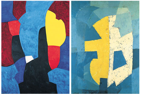 Composition abstraite, 1968 (à gauche), Composition, 1950 (à droite). Source : Service de presse