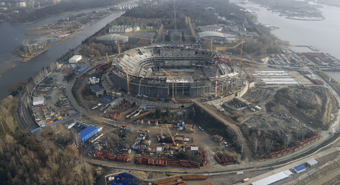 En 2010, Gazprom Arena a été choisi pour devenir l’un des stades phares de la coupe du monde 2018. Crédit : PhotoXPress