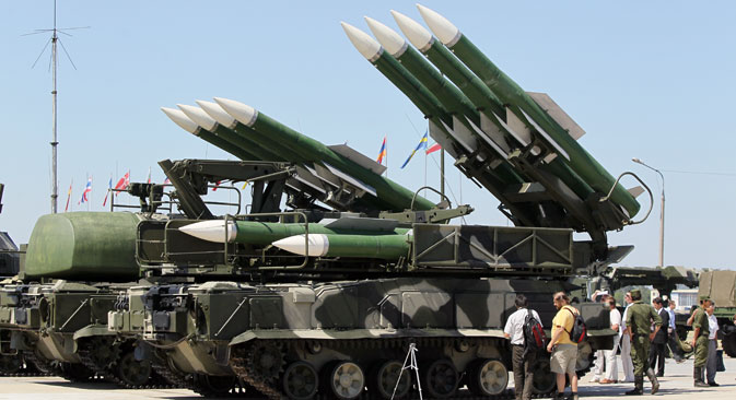 Le système lance-missiles Bouk, qui a commencé à faire partie de l'armement de l'URSS en 1979, se trouve aujourd'hui dans l'équipement militaire de la Russie et de l'Ukraine. Crédit : Alexeï Koudenko/RIA Novosti