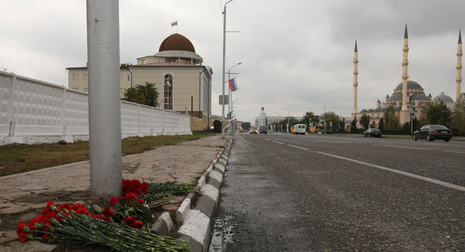 L’attentat a été commis à l’entrée d’une salle de concert à Grozny. Crédit : Saïd Tsarnaev/RIA Novosti