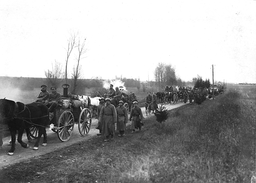 Montée en ligne des deux brigades pour participer à l’offensive de Nivelle en avril 1917, le temps est mauvais, ce qui jouera un rôle important.