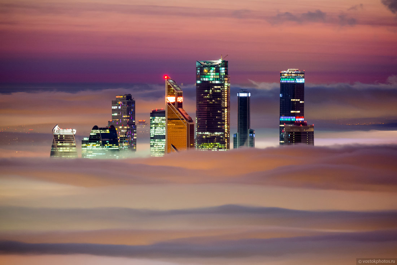 Vue sur les gratte-ciels du quartier d’affaires Moscow-City.