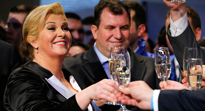Kolinda Grabar-Kitarović slavi pobjedu. Izvor: Reuters