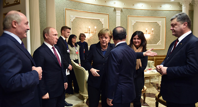 Najviši predstavnici Bjelorusije, Rusije, Njemačke, Francuske i Ukrajine u Minsku. Izvor: Reuters.