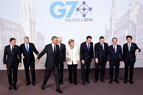 Untuk pertama kalinya setelah 17 tahun, pertemuan G7 diselenggarakan tanpa kehadiran Rusia. Foto: AP