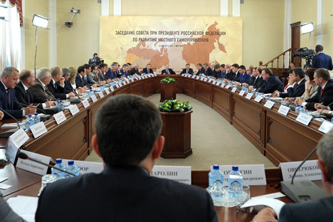 Pada 26 Mei 2014, Presiden Rusia Vladimir Putin mengadakan pertemuan dengan Dewan Presiden untuk Pengembangan Mandiri Pemerintah Lokal di Ivanovo. Foto: RIA Novosti