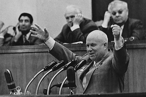 Khrushchev memiliki gaya berbicara yang khas dan tidak takut untuk mengeluarkan kata-kata yang lantang. Foto: ITAR-TASS