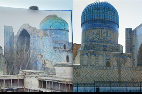 Masjid Bibi-Khanym di Samarkand (sekarang Uzbekistan).