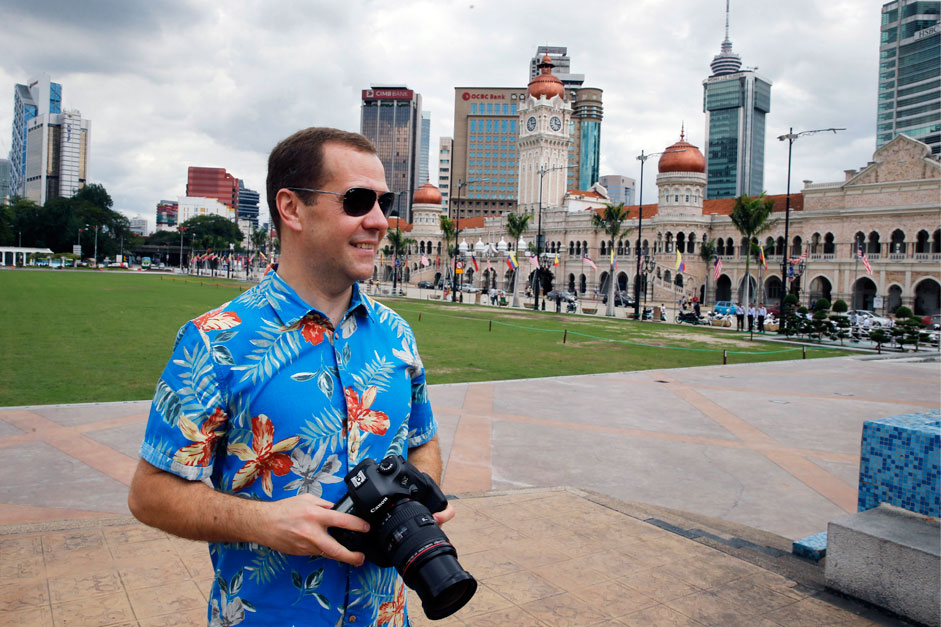 Malaysia. Kuala Lumpur. November 22, 2015. Prime Minister Dmitry Medvedev at the Palace of the Sultan Abdul Samad building at Independence square. 