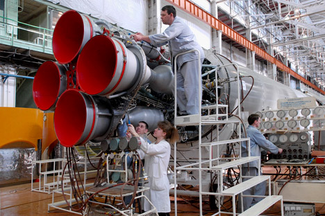 Russia should focus on the technological front by launching a modest probe towards the moon, while politically it may develop a private space-exploration program based on the U.S. model, experts say. Pictured: The Rocket production at the Progress Sp