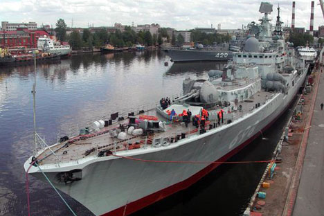 The Admiral Gorshkov (not to be confused with the INS Vikramaditya) frigate is the lead ship of Project 22350. Source: Nordsy.spb