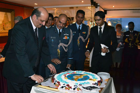 Ambassador Ajai Malhotra warmly congratulated the Indian Air Force personnel and lauded their commendable service in ensuring the safety and security of India. Source: Press Photo