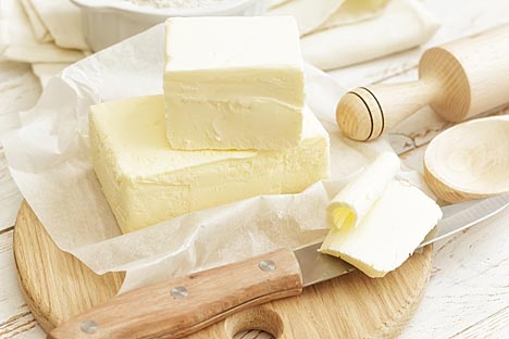 Vologodskoe butter is produced from cream subjected to a special heat treatment, which gives it an exquisite walnut flavor. Source: Shutterstock