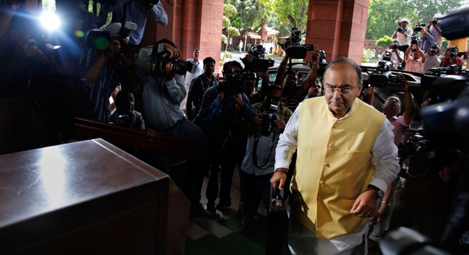 Arun Jaitley had few surprises in his first budget. Source: AP