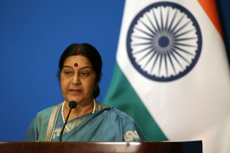 Sushma Swaraj: “Russia and India these ties are based on mutual trust”. Source: EPA