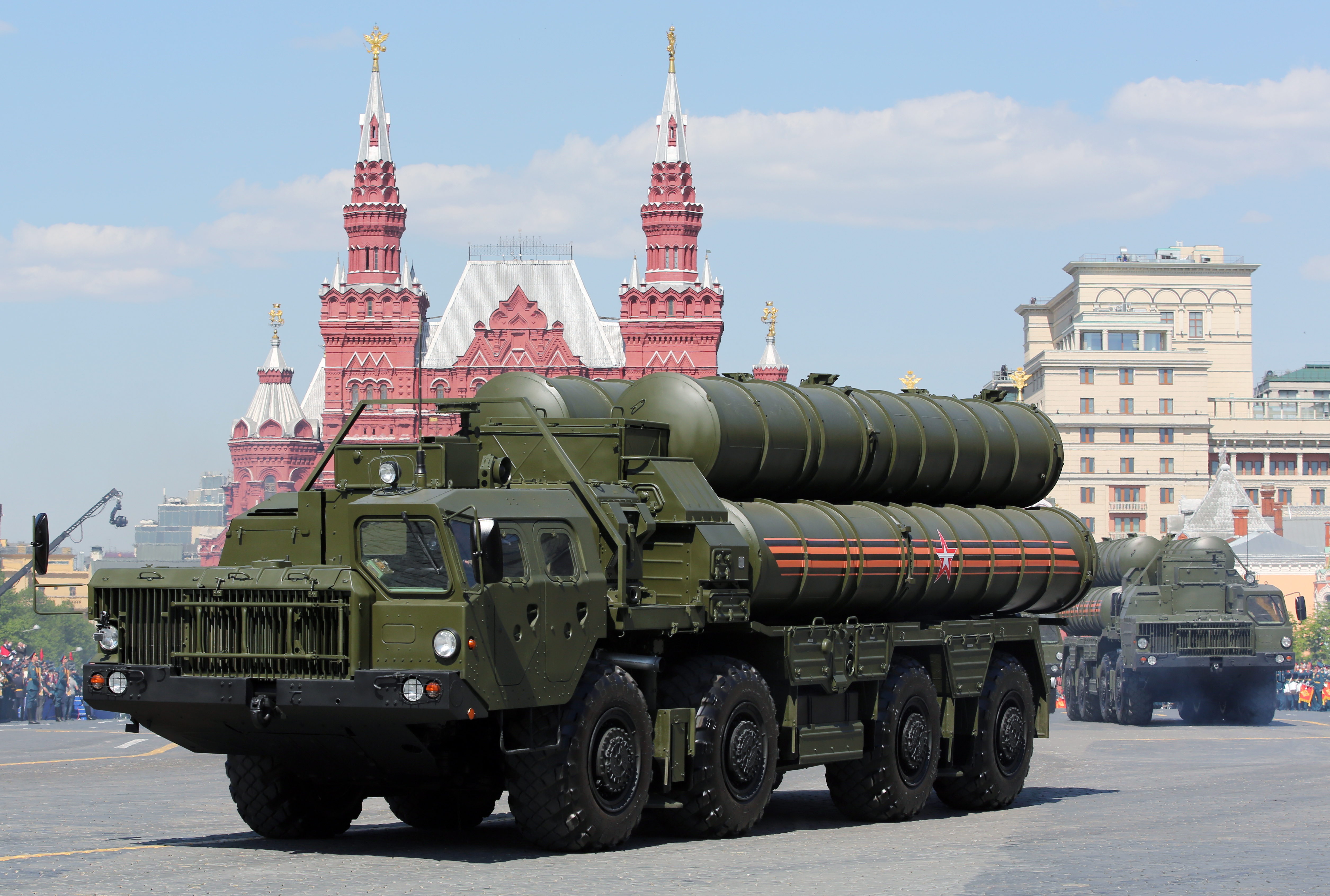 An S-400 Triumf surface-to-air launch vehicle rolls down Moscow's Red Square during a Victory Day military parade marking the 71st anniversary of the Victory over Nazi Germany in World War II. 