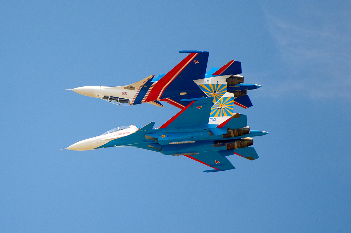 The Russian Knights are one of the few aerobatic teams in the world that fly aircraft that completely retain combat capabilities.