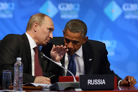 Il Presidente russo Vladimir Putin con il collega americano Barack Obama durante il vertice del G20 in Messico (Foto: AP)