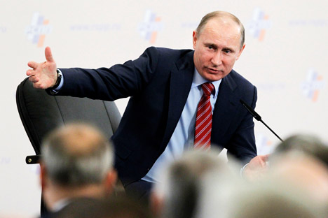 Il Presidente della Federazione Russa Vladimir Putin annuncia le strategie di sviluppo future (Foto: Ap)