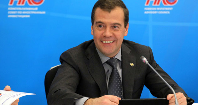 Il primo ministro russo Dmitri Medvedev ha incontrato diversi top manager stranieri durante il Foreign Investment Advisory Council (Foto: Ria Novosti)