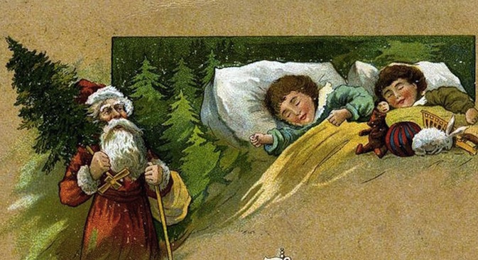 Cartolina d'epoca di auguri di Buon Natale del XX secolo (Fonte libera)