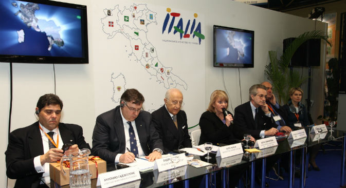 Conferenza stampa di apertura del padiglione Italia alla Fiera Internazionale dei Viaggi e del Turismo di Mosca, Mitt 2013 (Foto: Yuri Lukin)