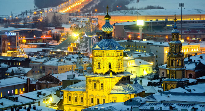 Vista di Kazan. Il suo Cremlino è Patrimonio dell'Umanità dell'Unesco dal 2000.