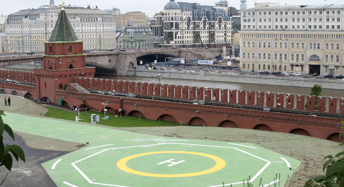 L'eliporto realizzato all'interno delle mura del Cremlino di Mosca (Foto: Ap) 