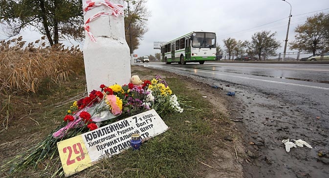 Il punto dell'attentato kamikaze al bus di Volgograd (Foto: Ria Novosti)