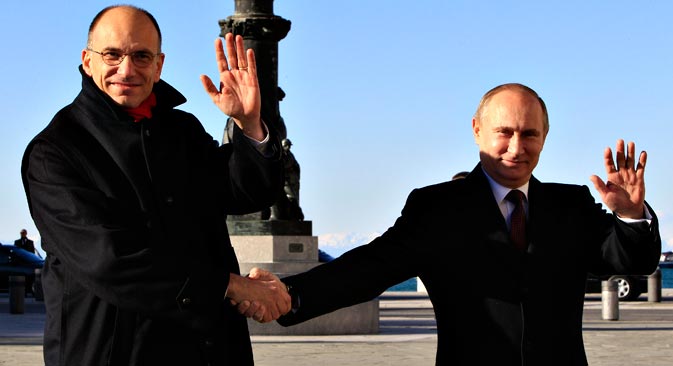Enrico Letta e Vladimir Putin  a Trieste (Fonte: Reuters)