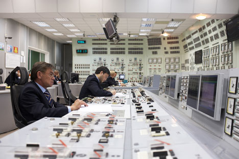 Il pannello di controllo a blocchi del gruppo elettrogeno N. 3 con il reattore BN-600, nella centrale elettronucleare di Belojarsk (Foto: ufficio stampa)