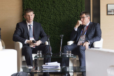 Maksim Reshetnikov, ministro del Governo di Mosca e Oleg Bocharov, direttore del Dipartimento di Scienze, politica industriale e imprenditorialità (Foto: Russia Expo 2015)