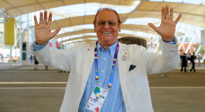 Renzo Arbore all’Expo di Milano, prima di partire alla volta di Mosca (Foto: ufficio stampa Expo)
