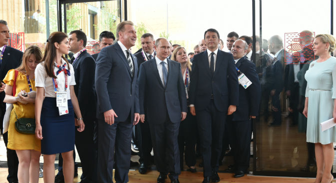 Il Presidente Vladimir Putin nel Padiglione Russia (Foto: Russia Expo 2015)