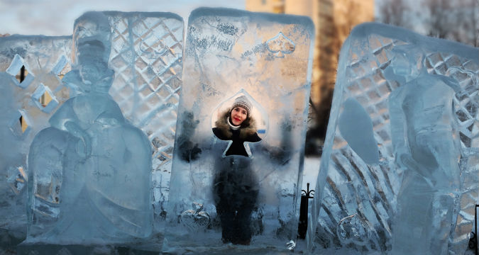 Sculture di ghiaccio a Tomsk.