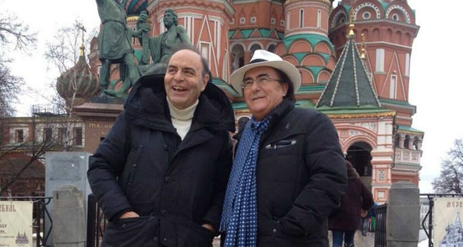 Bruno Vespa e Al Bano in Piazza Rossa a Mosca.