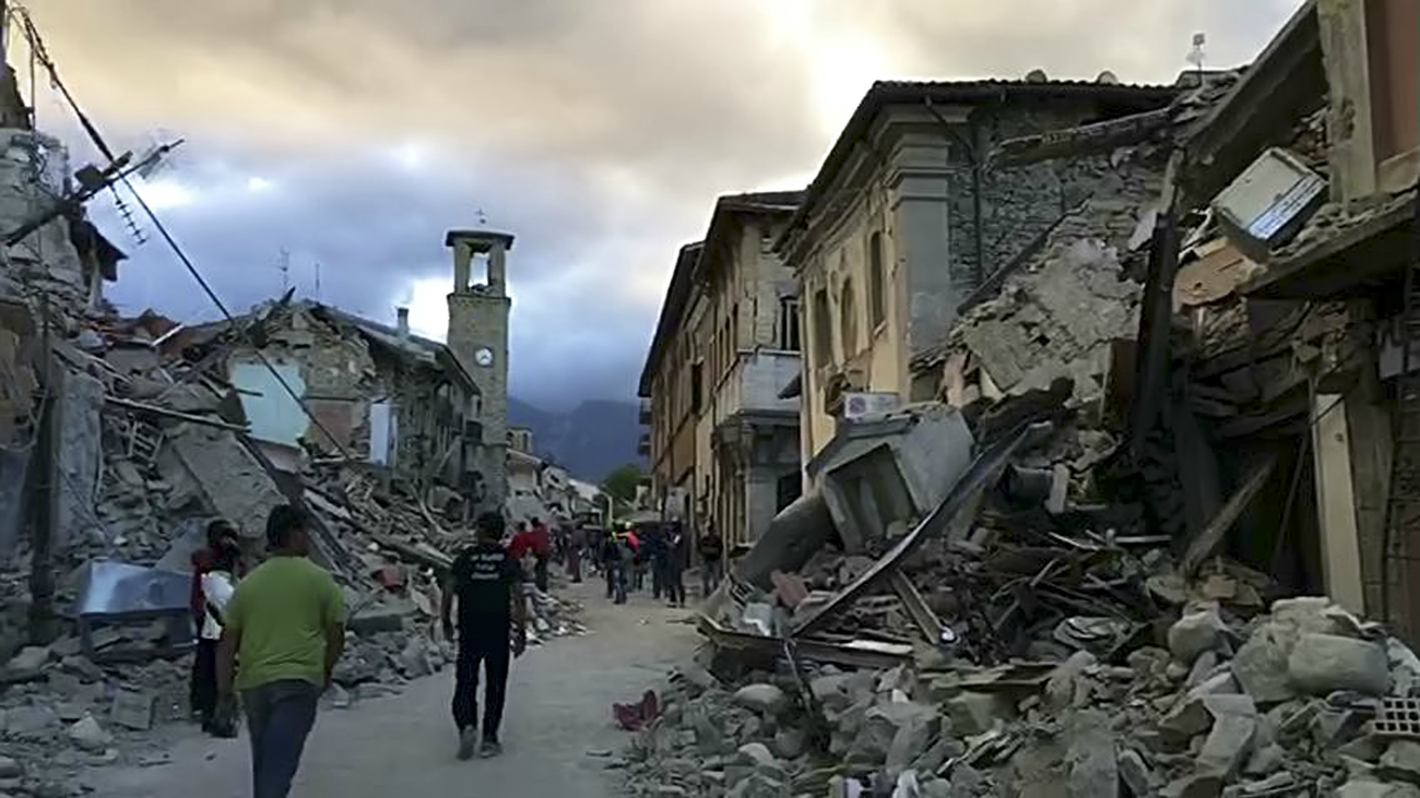 Case distrutte ad Amatrice (Rieti), uno dei comuni più colpiti dal terremoto