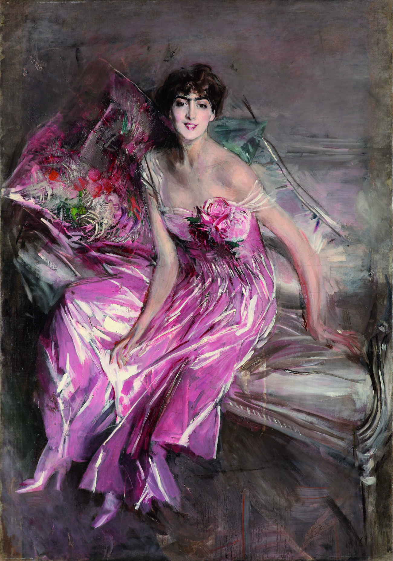 Дама в розовом (Портрет Оливии де Суберказо Конча). 1916. © Музей Джованни Больдини, Феррара