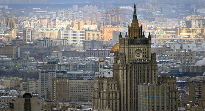 Зградата на Министерството за надворешни работи на Руската Федерација во Москва. Извор: AFP/EastNews.