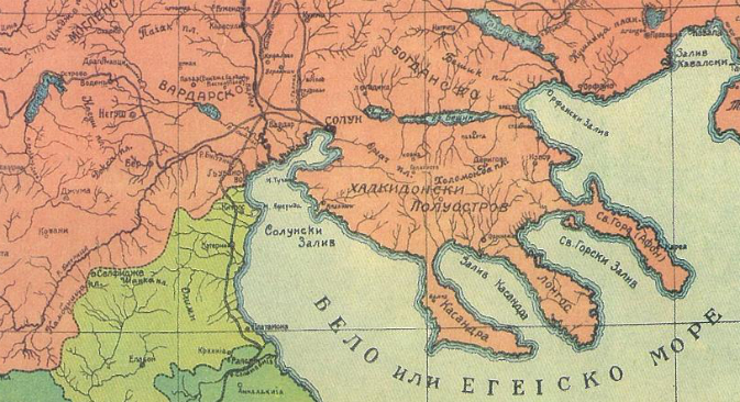 Картата на Македонија изработена од Д. Чуповски (1913). 