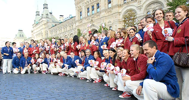 Олимпијска репрезентација Русије на Црвеном тргу у Москви. Извор: Reuters/Vostock Photo.