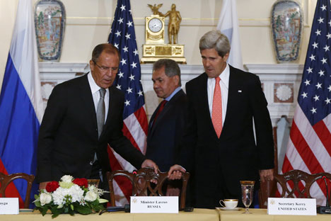 Државни секретар САД Џон Кери и шеф Пентагона Чак Хејгел по завршетку сусрета са својим руским колегама Лавровом и Шојгуом нису нашли за сходно да дају било какав коментар. Извор: AP.