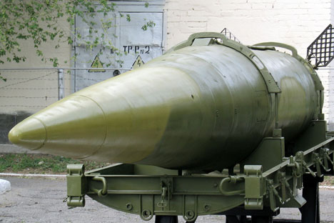 Оперативно-тактички систем „Ока“ (ОТР-23), старија сестра данашњег „Искандера-М“ (изложена у музеју у Капустином Јару), уништен је у последњим годинама СССР-а у оквиру споразума са Вашингтоном. Фотографија: Leonidl.