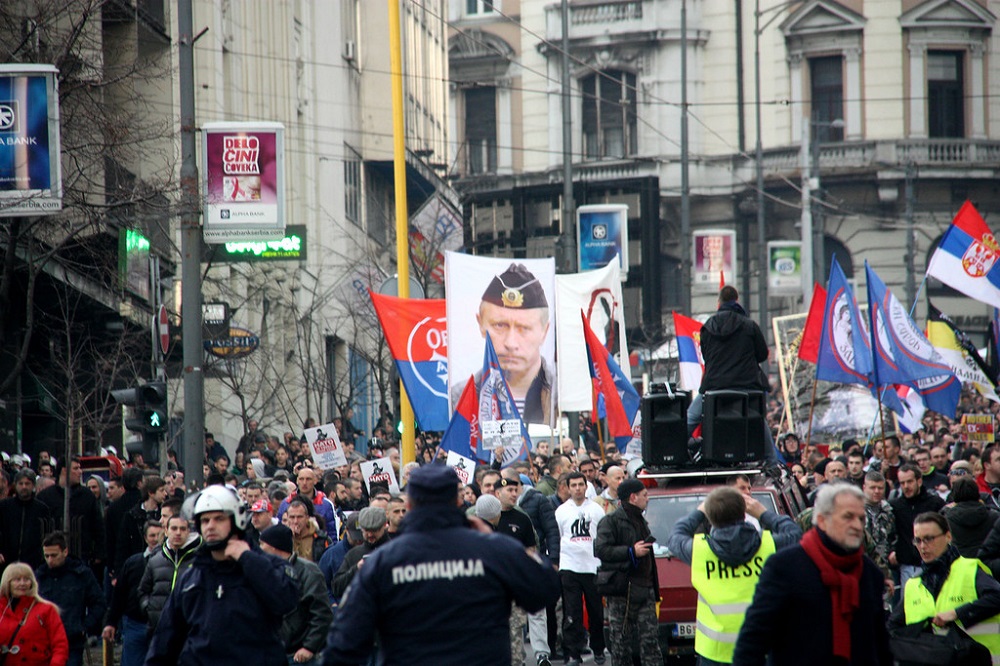 Демонстрације против споразума са НАТО-ом у Београду 20. фебруара 2016. Извор: snopova.livejournal.com