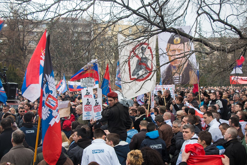 Београд 20. фебруар 2016, демонстрације против споразума са НАТО-ом.